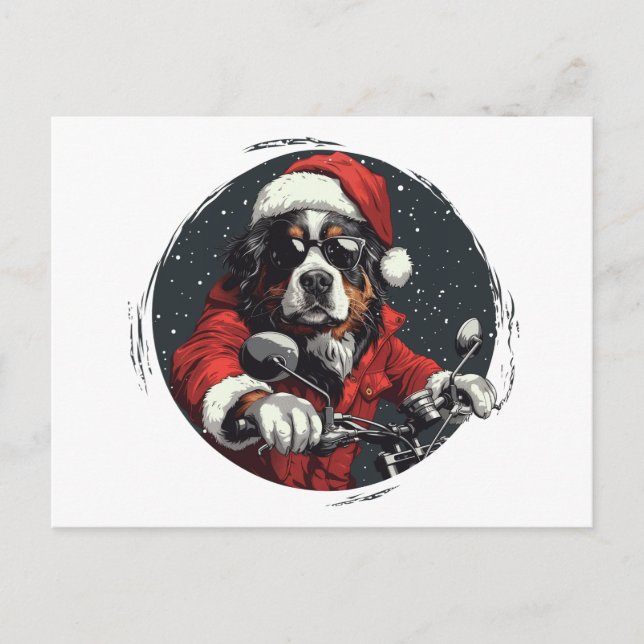 Cartão Postal De Festividades Cachorro da Montanha Bernese de Natal (Frente)