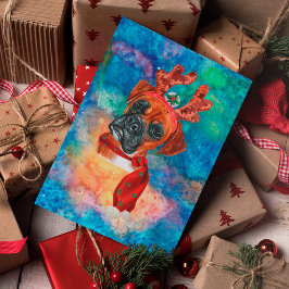 Cartão Postal De Festividades Cachorro da Raça Boxer Natal