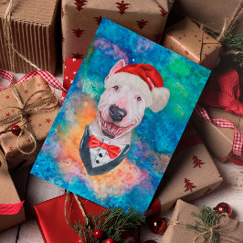 Cartão Postal De Festividades Cachorro da Raça Bull Terrier Natal