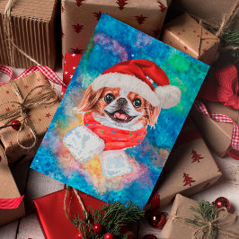 Cartão Postal De Festividades Cachorro da Raça Japanese Chin Natal
