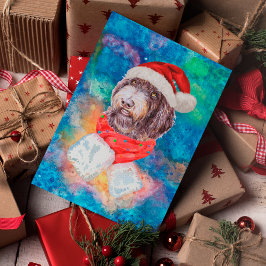 Cartão Postal De Festividades Cachorro da Raça Newfypoo Natal