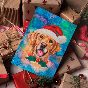 Cartão Postal De Festividades Cachorro da Raça Retriever Dourado Natal