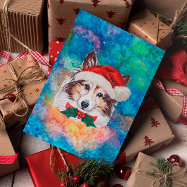 Cartão Postal De Festividades Cachorro da Raça Sheltie Natal