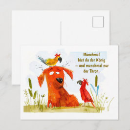 Cartão Postal De Festividades Cachorro de Aquarela com Duas Partes