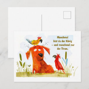 Cartão Postal De Festividades Cachorro de Aquarela com Duas Partes