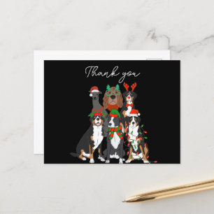 Cartão Postal De Festividades Cachorro fofo Natal obrigado