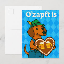 Cartão Postal De Festividades Cachorro Fofo no Oktoberfest com Coração de Gengib