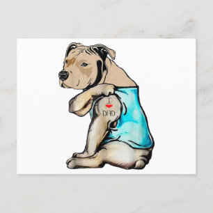 Cartão Postal De Festividades Cachorro Pitbull Eu Adoro Pai Tatuando Família Eng