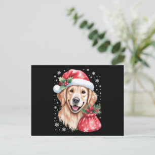Cartão Postal De Festividades Cachorro Retriever Dourado Luz de Natal Festa de F