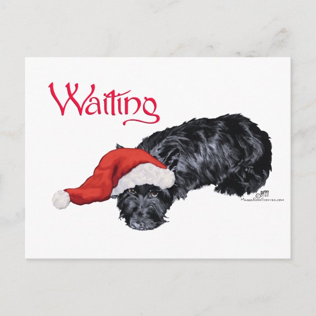 Cartão Postal De Festividades Cachorro Scottie Esperando por Papais noeis (Frente)