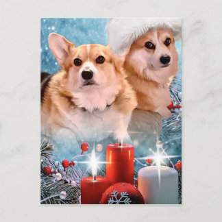 Cartão Postal De Festividades Cachorros de Natal Pembroke Welsh Corgis  Cartão d