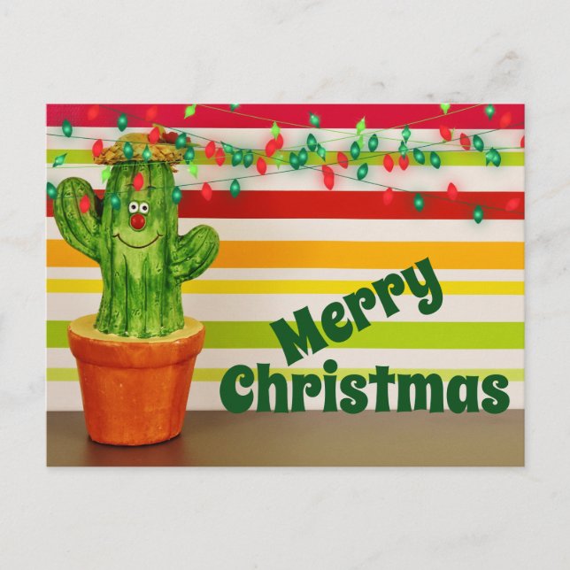 Cartão Postal De Festividades Cactus Festivo Sudoeste Feliz Natal (Frente)