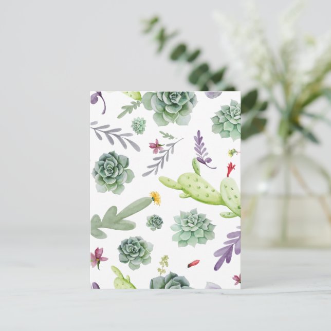 Cartão Postal De Festividades Cactus Pattern (Em pé/Frente)