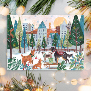 Cartão Postal De Festividades Cães Adoráveis Amante de Cachorro de Estimação Nat
