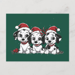Cartão Postal De Festividades Cães Dalmacianos Feliz de Natal