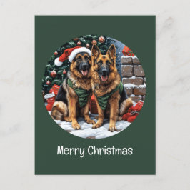 Cartão Postal De Festividades Cães de German shepherd Feliz de Natal