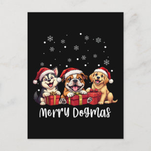 Cartão Postal De Festividades Cães de Natal Feliz Dogmas