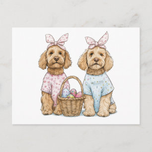Cartão Postal De Festividades Cães Goldendoodle de Páscoa