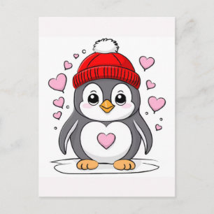 Cartão Postal De Festividades Café Adorável do Pinguim Design de Desenho Emocion