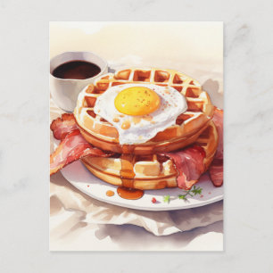 Cartão Postal De Festividades Café da Manhã Ovo Bacon Comida de café