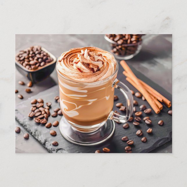 Cartão Postal De Festividades Café gelado com canela de café (Frente)