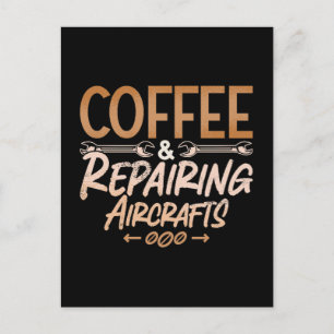Cartão Postal De Festividades Café Mecânico De Aeronaves E Aeronaves De Reparaçã