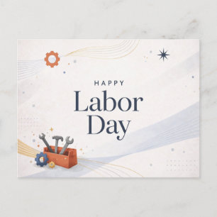 Cartão Postal De Festividades Caixa de Ferramentas Moderna Feliz Dia do Trabalha