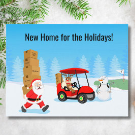 Cartão Postal De Festividades Caixas de mudança de Papai Noel com Rena no campo