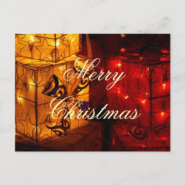Cartão Postal De Festividades Caixas De Presente De Natal Com Luzes (Frente)