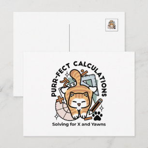 Cartão Postal De Festividades Cálculos Perfeitos – Design de Gato de Matemática