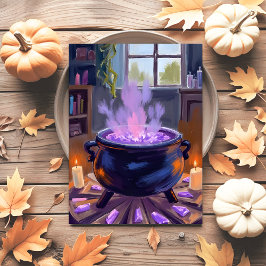 Cartão Postal De Festividades Caldeirão de Bruxa Halloween Assustador