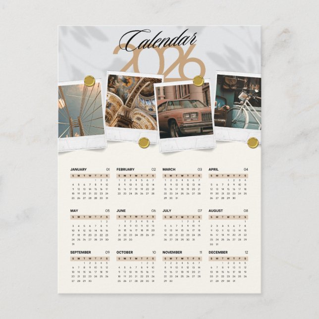 Cartão Postal De Festividades Calendário 2026 (Frente)