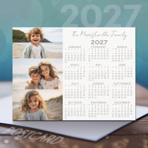 Cartão Postal De Festividades Calendário 2027 - 3 Fotos - Basic Grey White