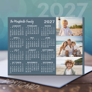 Cartão Postal De Festividades Calendário 2027 3 Fotos Básico Minimalista