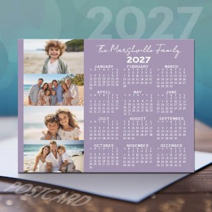 Cartão Postal De Festividades Calendário 2027 com 4 Fotos e Texto de Script