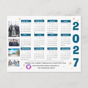 Cartão Postal De Festividades Calendário 2027 Logotipo Empresa Negócios Corporat