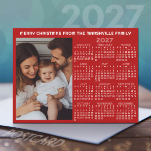 Cartão Postal De Festividades Calendário 2027 - Vista Anual Moderna com Foto