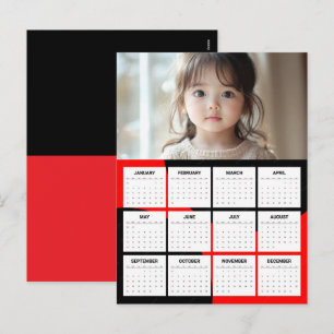 Cartão Postal De Festividades Calendário Anual de 2027 com Foto Moderno e Limpo
