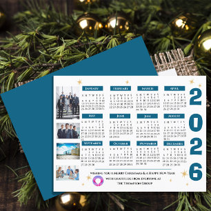 Cartão Postal De Festividades Calendário corporativo 2026 com logotipo de empres