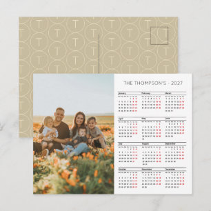 Cartão Postal De Festividades Calendário de 12 Meses com Foto da Família de 2027