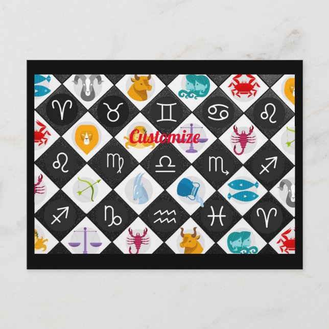 Cartão Postal De Festividades Calendário de Astrologia de Sinal Sun Zodiac Thund (Frente)