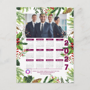 Cartão Postal De Festividades Calendário de Fotos Corporativas 2027 Evergreen Na