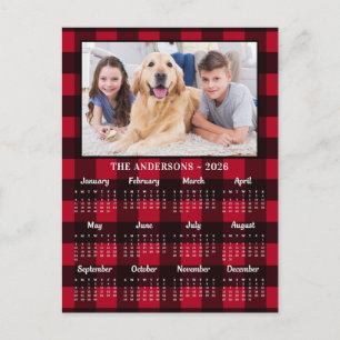 Cartão Postal De Festividades Calendário de Fotos da Família com o Cão Red Buffa