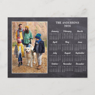 Cartão Postal De Festividades Calendário de Fotos Personalizado de Lousa de Giz