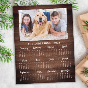Cartão Postal De Festividades Calendário de Fotos Pet da Família de Cheios Rusti