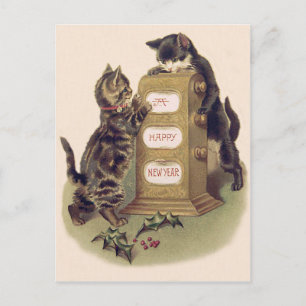 Cartão Postal De Festividades Calendário de Gatinhos da Holly
