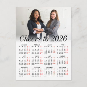 Cartão Postal De Festividades Calendário de Negócios Minimalista com Foto de Log