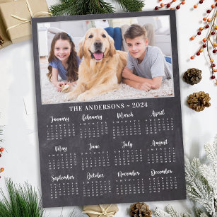 Cartão Postal De Festividades Calendário Fotográfico de Cães da Família Rustic C