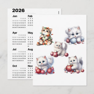 Cartão Postal De Festividades Calendário Mágico de Gatos de Férias Edição de Dez
