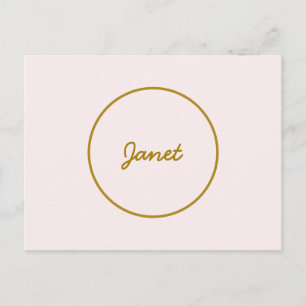 Cartão Postal De Festividades Caligrafia Elegante Cor Dourada e Pastel Nome Simp